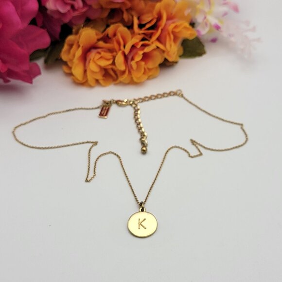 Kate Spade New York Initial K Pendant Necklace 12K Gold Plated One In A Million - Picture 1 of 8